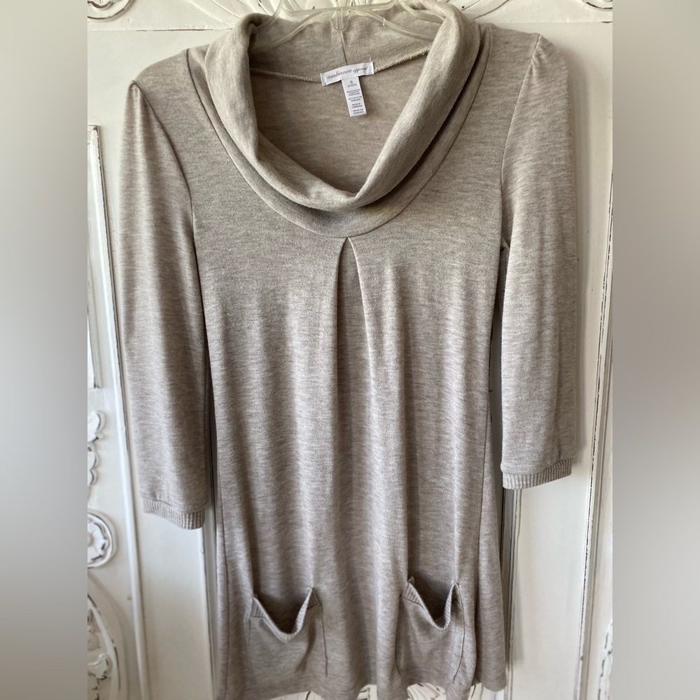 Ambiance Beige Cowl Neck Top